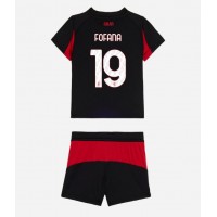 Stroje piłkarskie AC Milan Youssouf Fofana #19 Koszulka Podstawowej dla dzieci 2025-26 Krótki Rękaw (+ szorty)